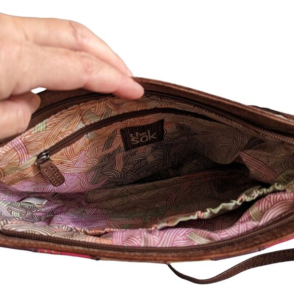 The Sak Striped Patchwork Color Leather Adjustable Crossbody Shoulder Bag SPOT - Picture 13 of 13